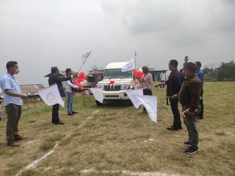 Officials launching the Nagaland Rural Bank first ATM mobile van services at Pughoboto sub division on March 30.